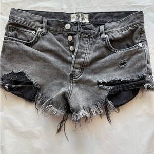 We The Free Charcoal Frayed Jean Shorts